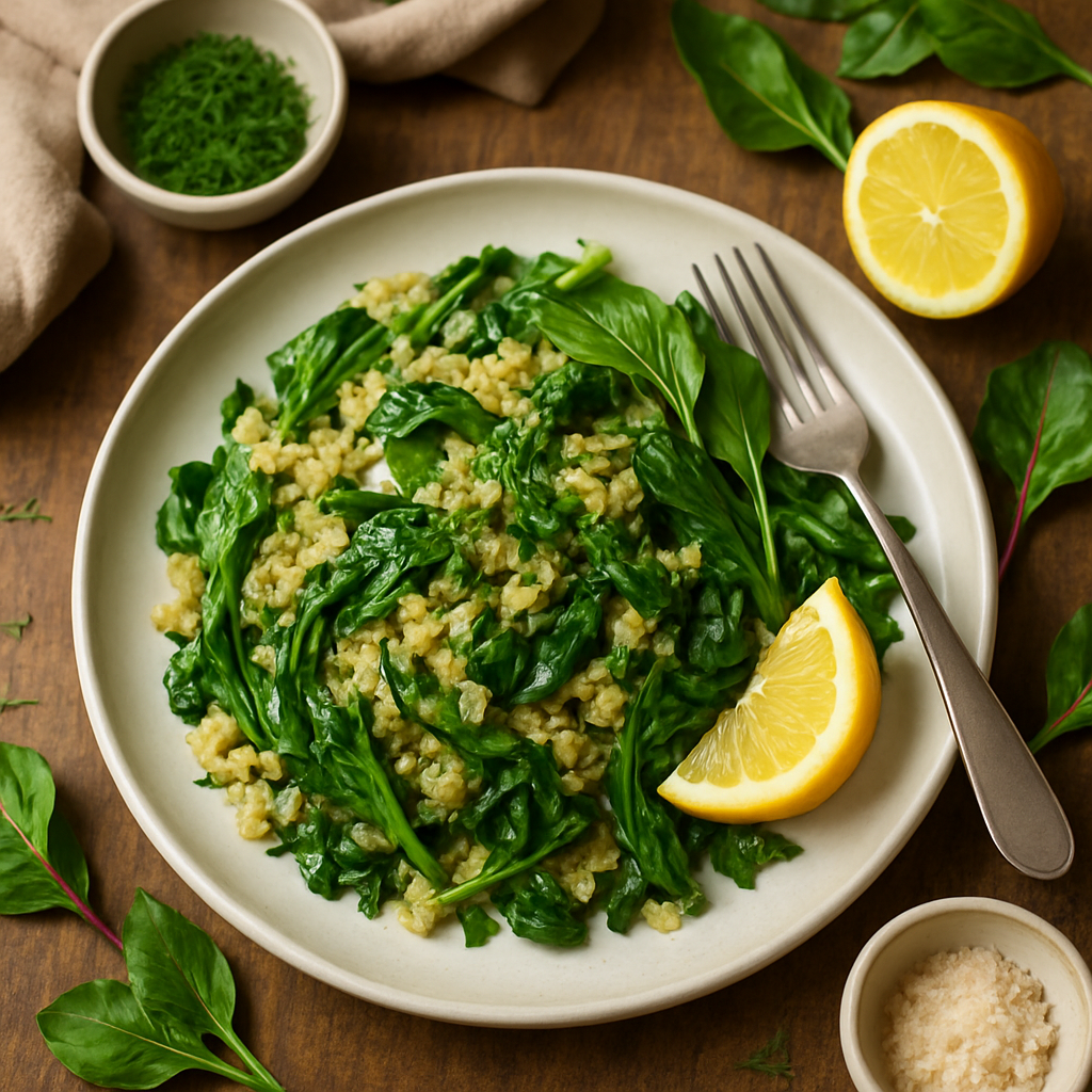 케토 스파나코리조 - 콜리플라워 라이스, 레몬, 봄나물