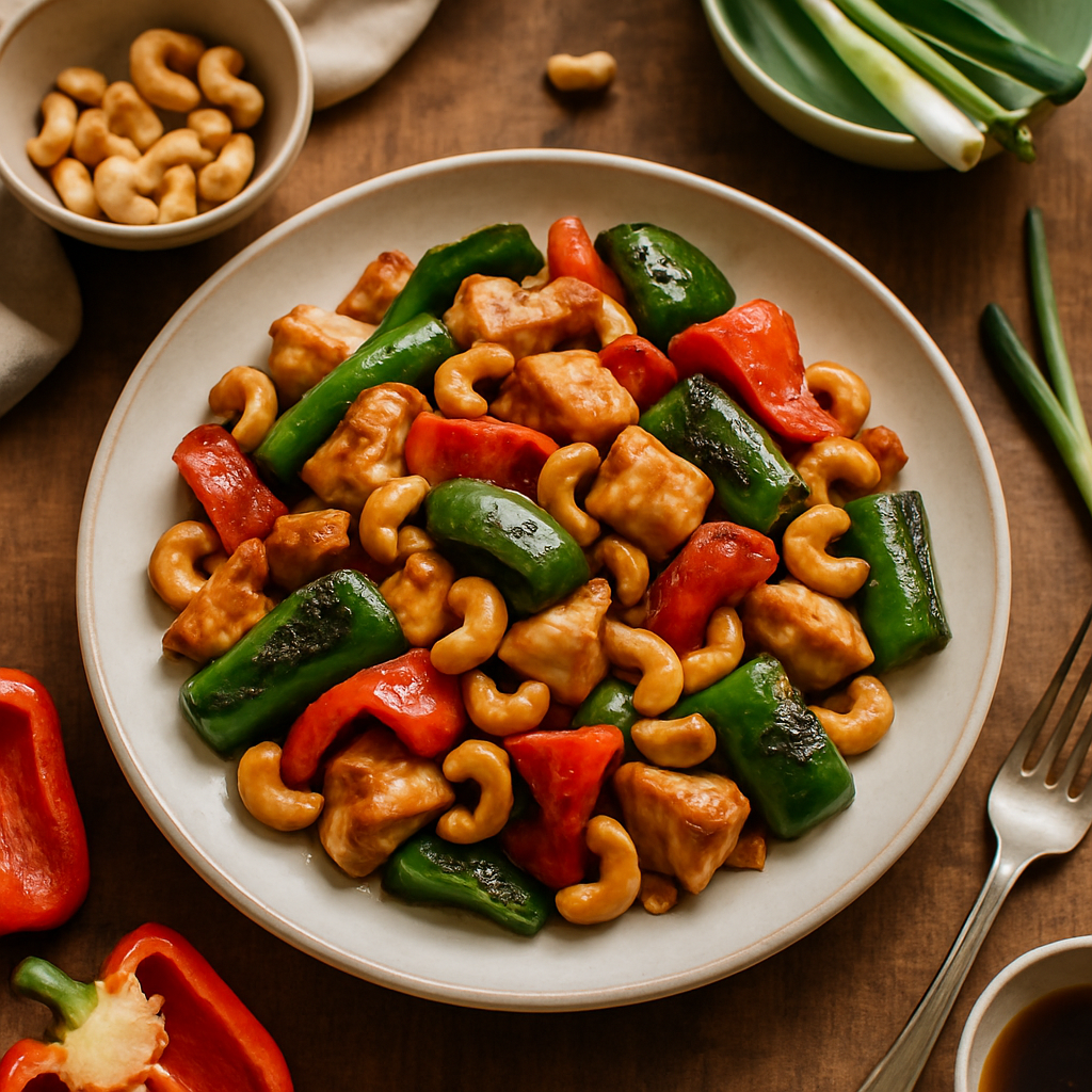 Rask Cashewnøtt-Kylling Stir-Fry med Sprø Blistrede Paprika