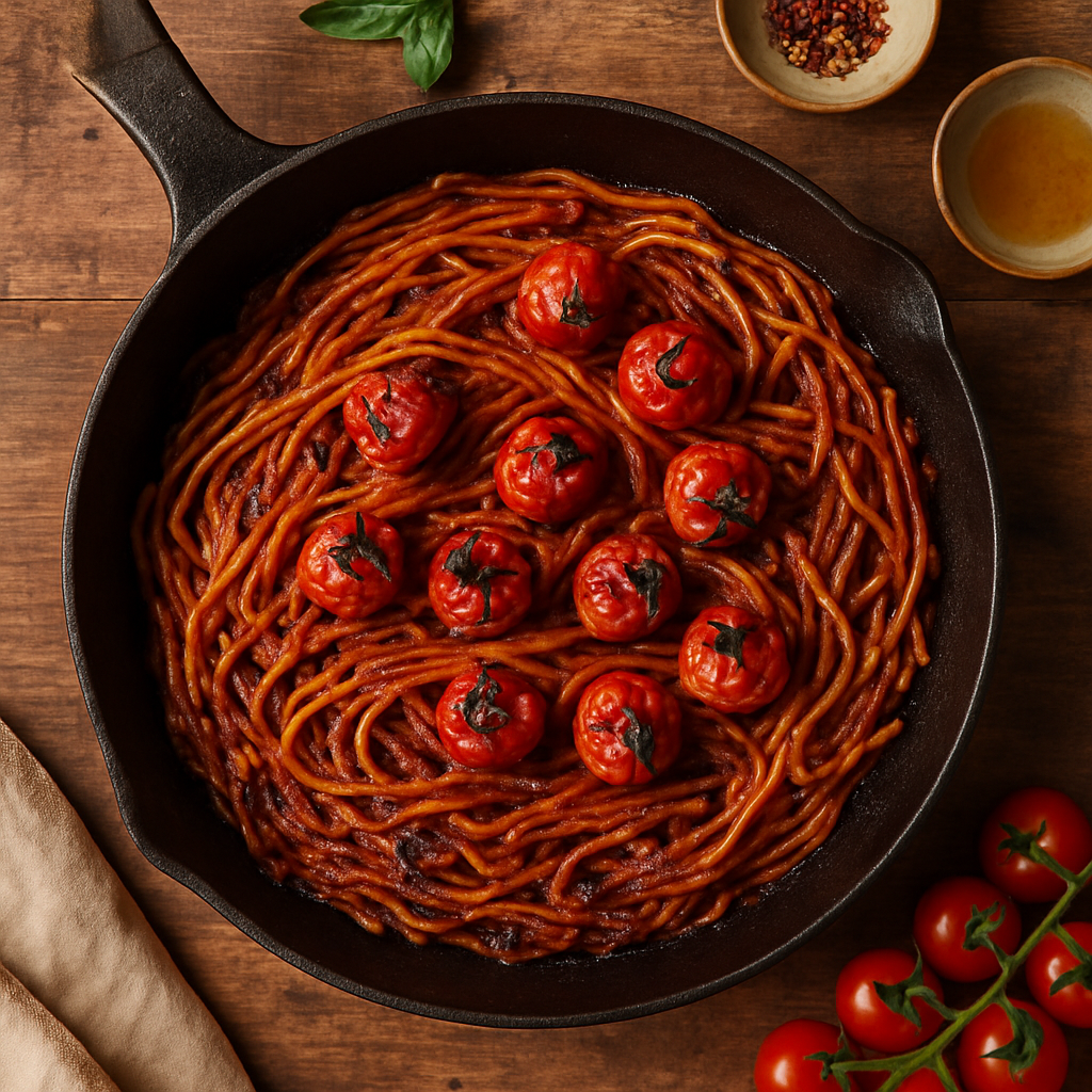 Spaghetti all'Assassina com Tomates Cereja Queimados