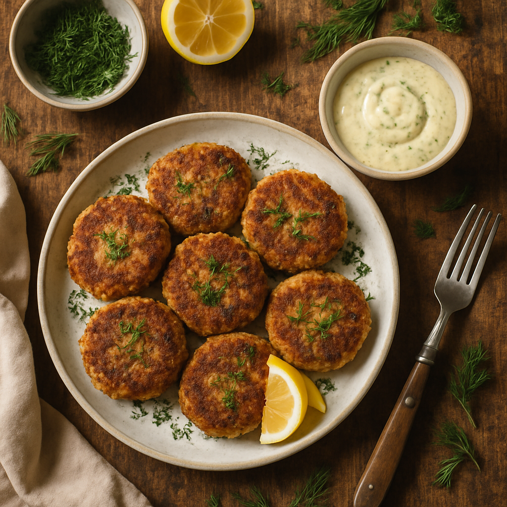 Crispy Tuna Patties with Lemon-Dill Aioli - Low-Carb Spring Recipe