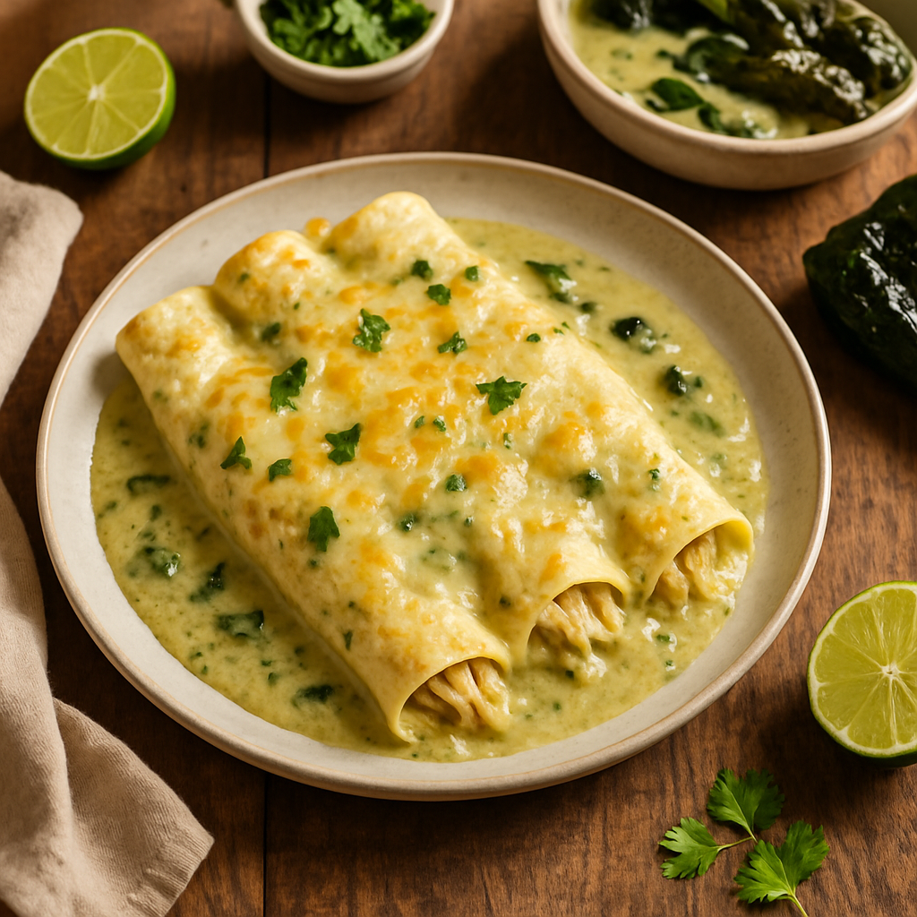 奶油白鸡肉烤辣椒卷