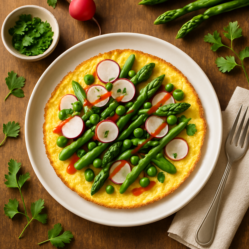 ताई काई जिओ ताज़ी वसंत सब्जियों और श्रीराचा ड्रिजल के साथ