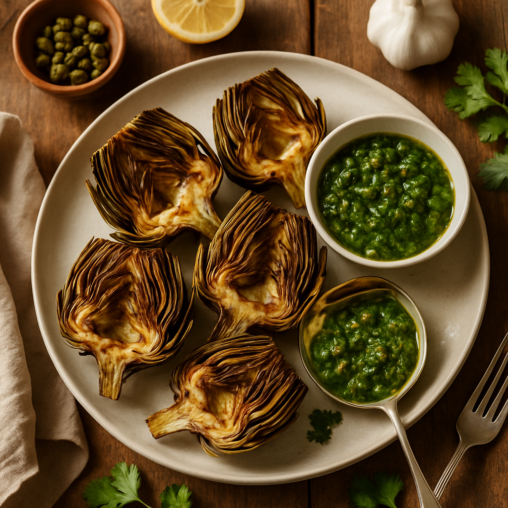 Carciofi Grigliati con Salsa Verde Italiana