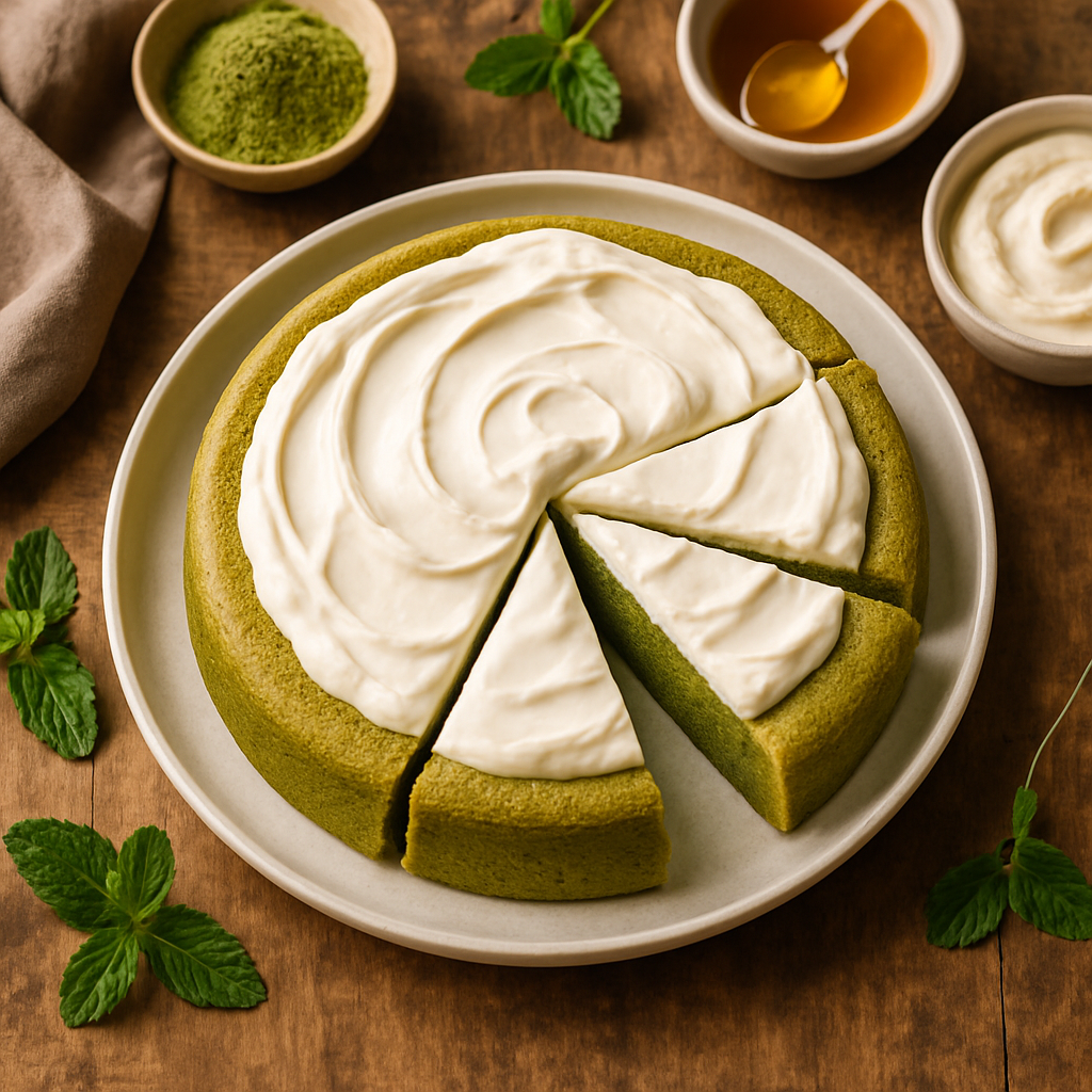 抹茶もち cake ホイップハニークリーム添え