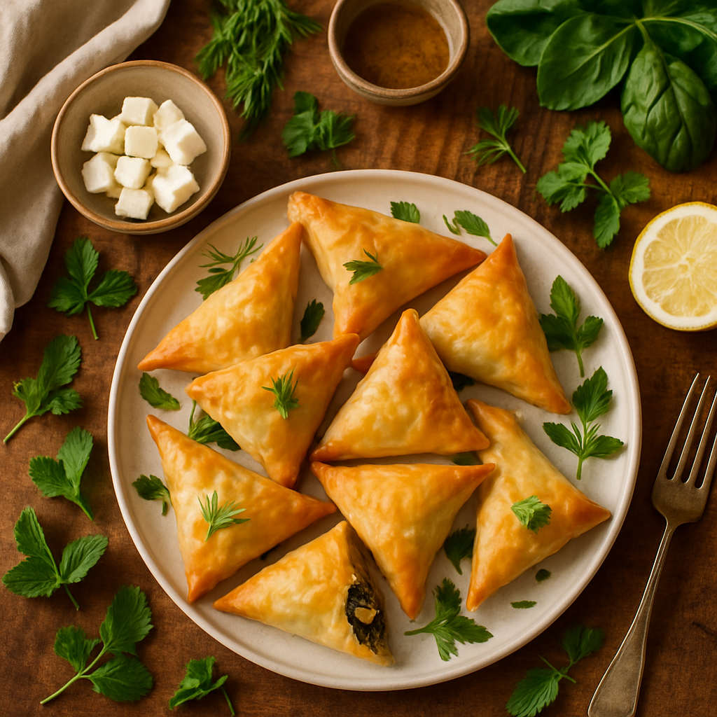 Crispy Spanakopita Triangles with Fresh Spring Herbs and Feta