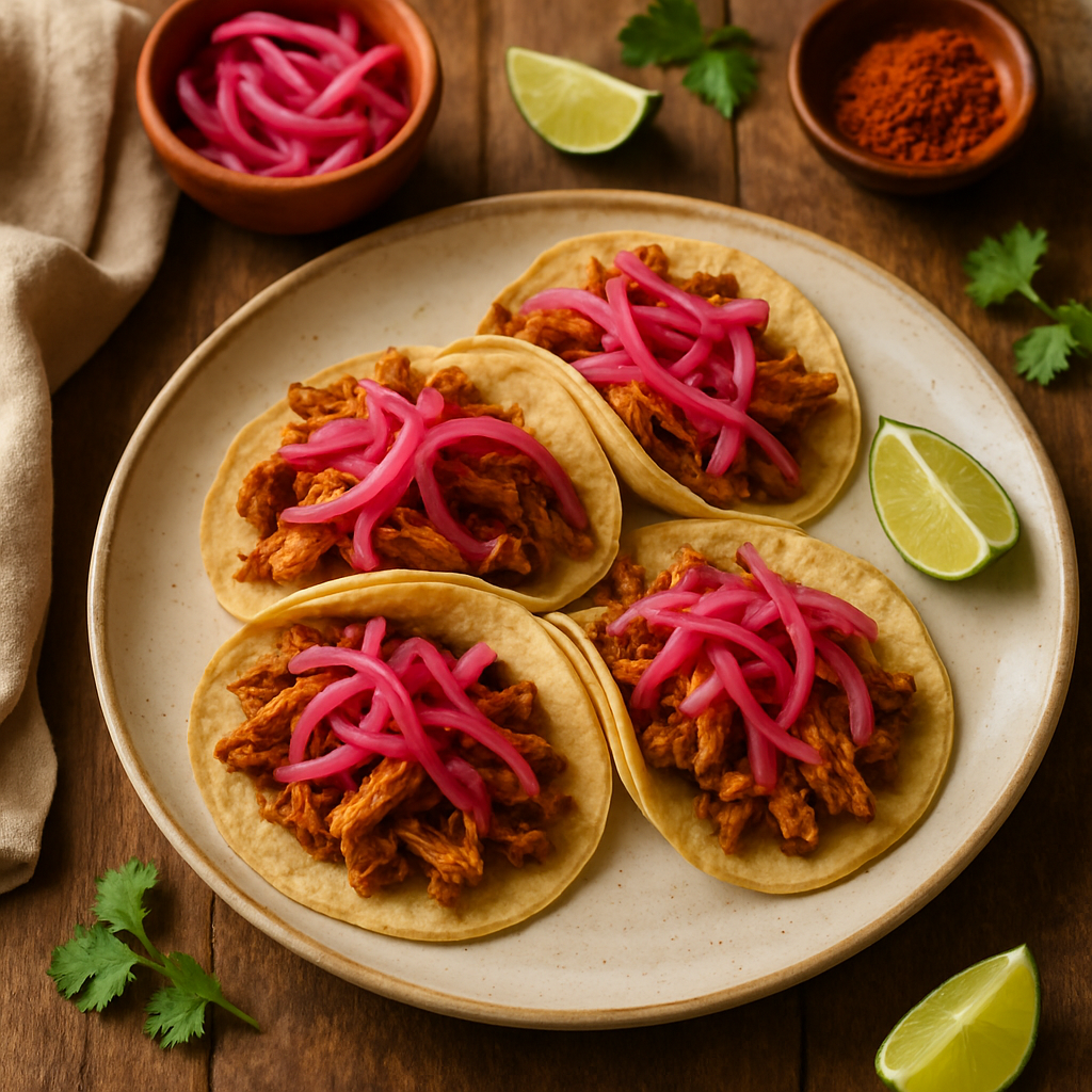 Authentieke Cochinita Pibil Taco's met Zure Gemarineerde Rode Uien
