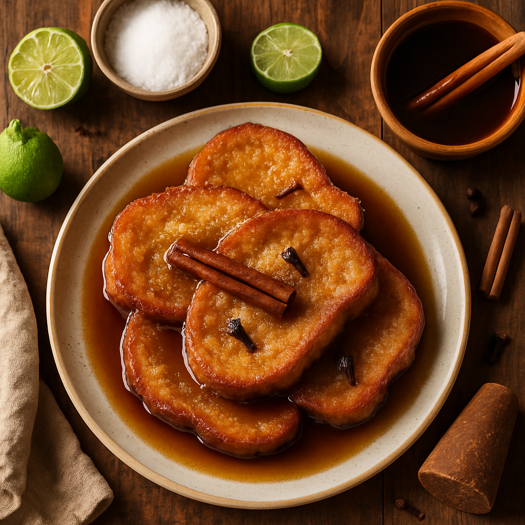 Traditionele Mexicaanse Torrejas met Warme Piloncillo Siroop