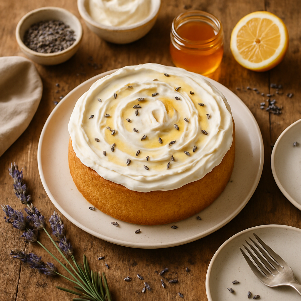 Lavender Honey Cloud Cake with Whipped Mascarpone Frosting