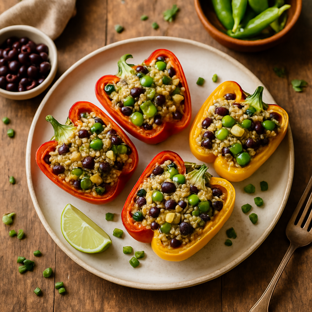 Gevulde Paprika's met Quinoa en Zwarte Bonen uit de Airfryer