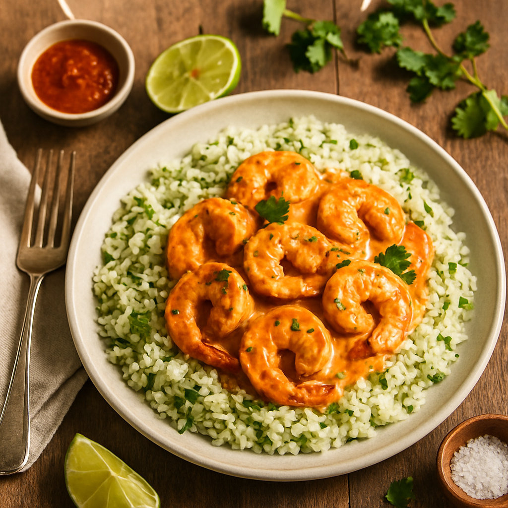 Romige Chipotle Garnalen met Cilantro-Limoen Rijst