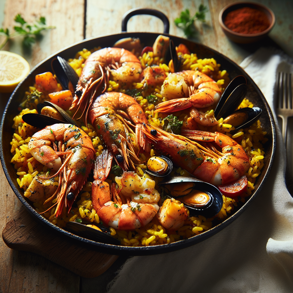 Mediterranean Seafood and Saffron Rice Skillet