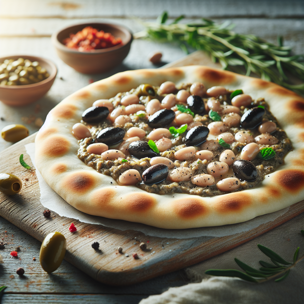 Medelhavs Vit Böna och Olivtapenade Tunnbröd