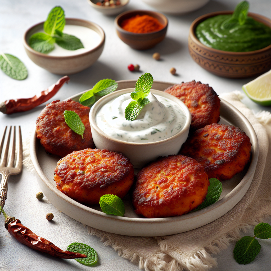 Krydrede Indiske Fiskekaker med Mynteyoghurt