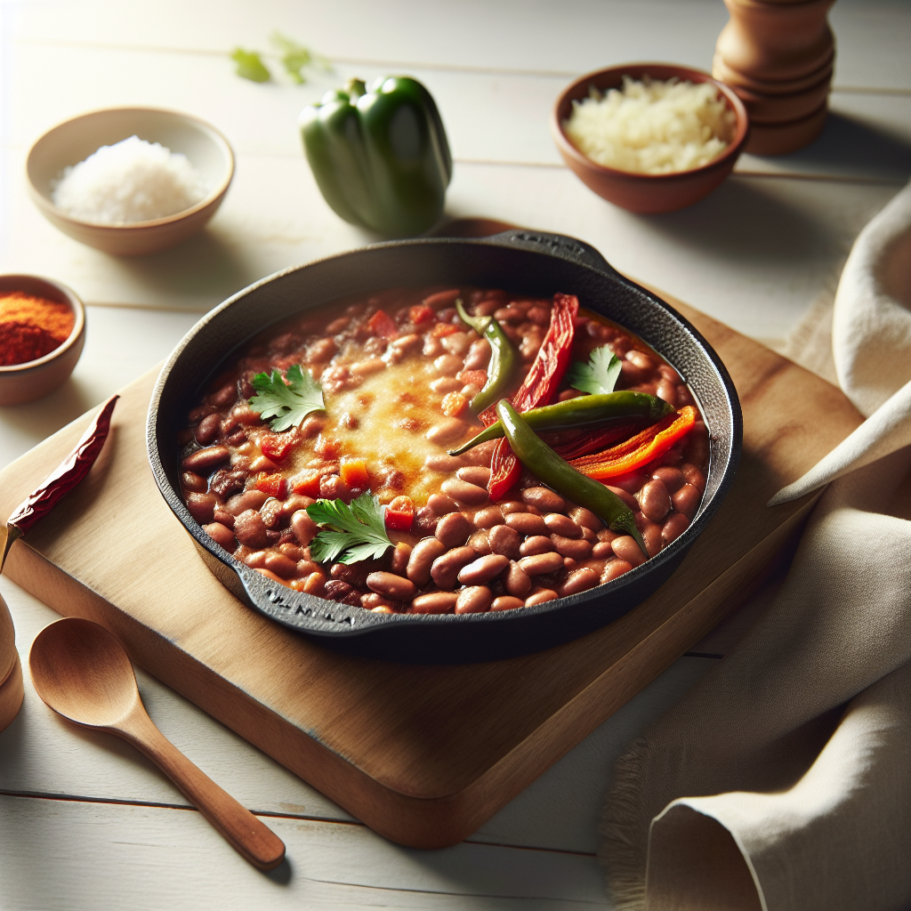 Mexican Refried Bean and Pepper Skillet