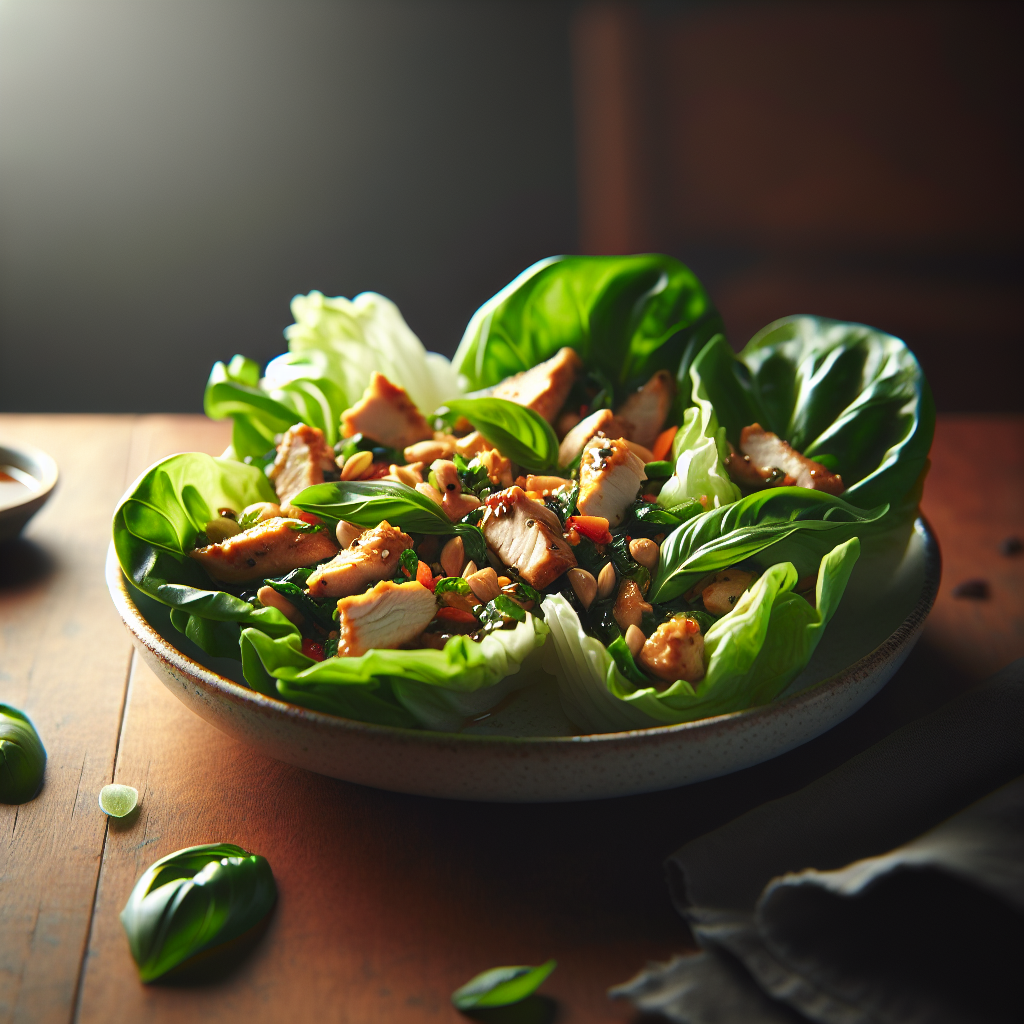 Thai Basil Chicken Lettuce Wraps