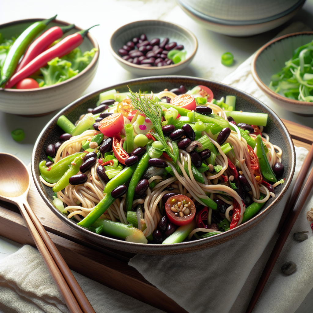 Asiatisk Kallnudelsallad med Svarta Bönor