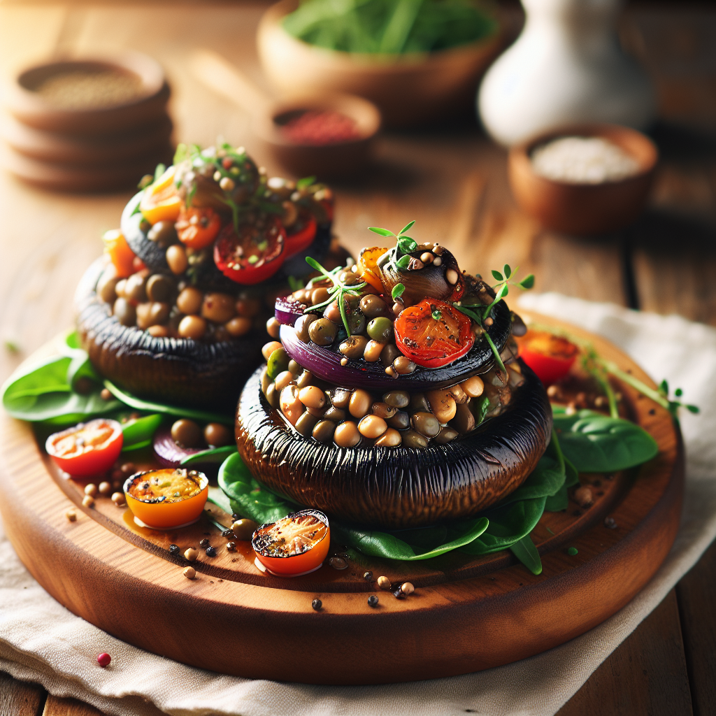 Medelhavsgrillade Linsfyllda Portobello