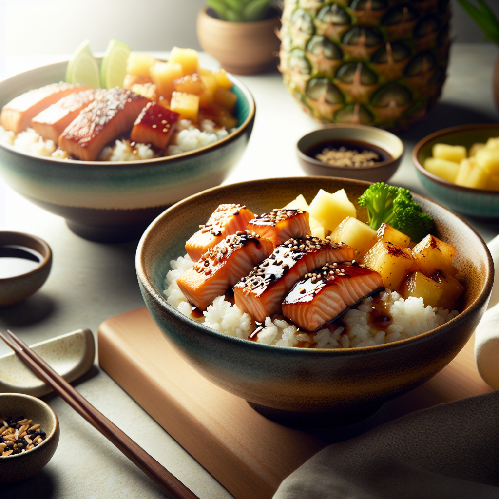 Teriyaki Salmon and Pineapple Rice Bowls